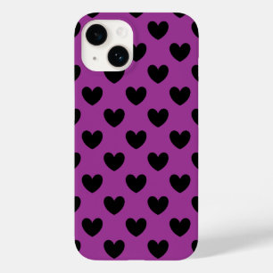 Coque Case-Mate iPhone Coeurs de polka noir sur violet