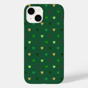 Coque Case-Mate iPhone Coeurs de Polka sur vert de forêt