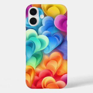 COQUE POUR iPhone 16 PLUS COEURS DE VALENTINE COLORÉS EN COULEUR DE COULEUR
