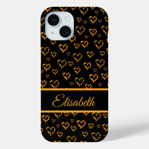 Coque Case-Mate iPhone cœurs dorés + étui, coloré, motif