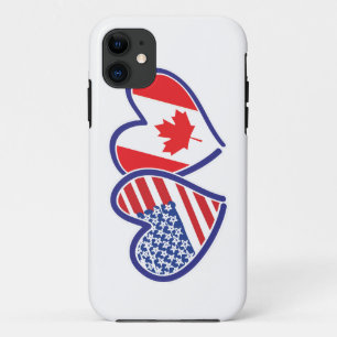 Coque Case-Mate iPhone Coeurs du drapeau américain et canadien