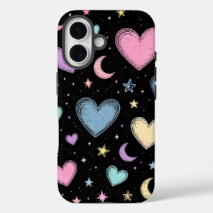 Coque Pour iPhone 16 Cœurs et Étoiles Célestes Pastel Joli Esthétique