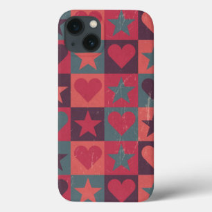 iPhone 13 Case Coeurs Et Étoiles Motif Rose