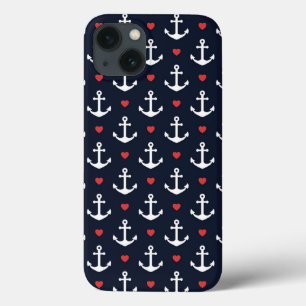 iPhone 13 Coque Coeurs et motif d'Ancres