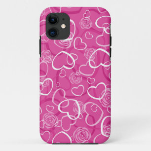 Coque iPhone 11 Coeurs et Rose