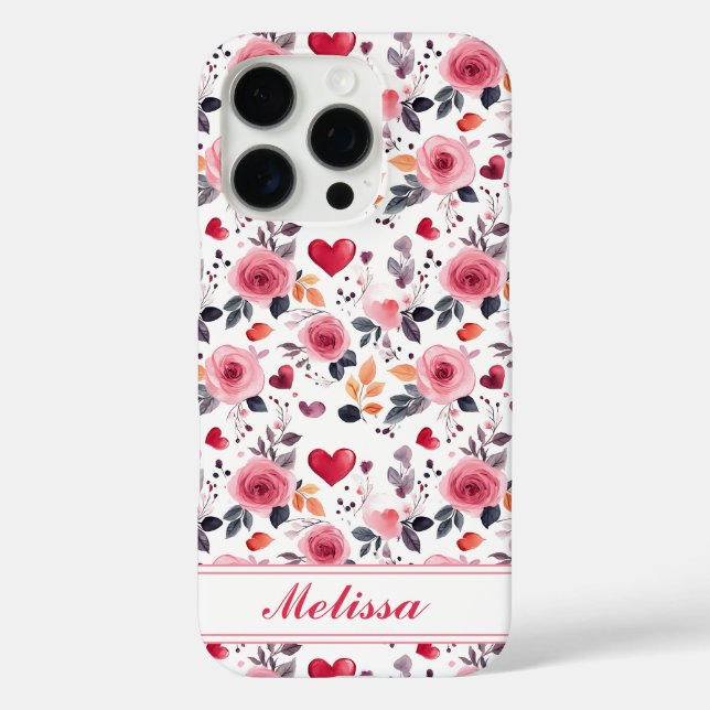 Coques Case-Mate iPhone Coeurs Et Roses Roses (Verso)