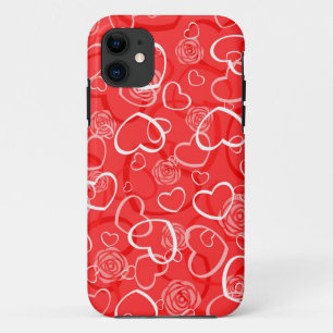 Coque iPhone 11 Coeurs et roses rouges