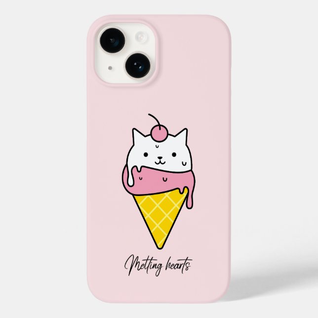Coques Case-Mate iPhone Coeurs fondus - Chat à la crème glacée d'été (Verso)