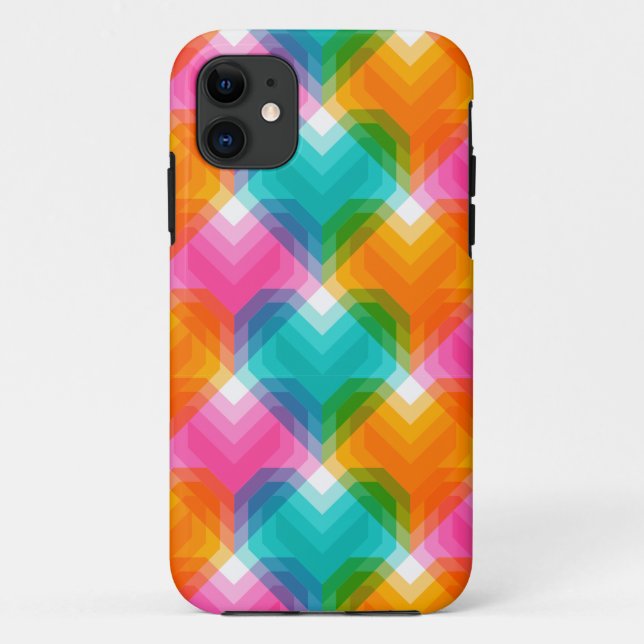Coques Case-Mate iPhone Coeurs géométriques en couleurs psychédéliques (1) (Dos)