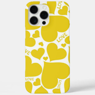 Coque iPhone 16 Pro Max Cœurs jaunes gras et lumineux d'amour