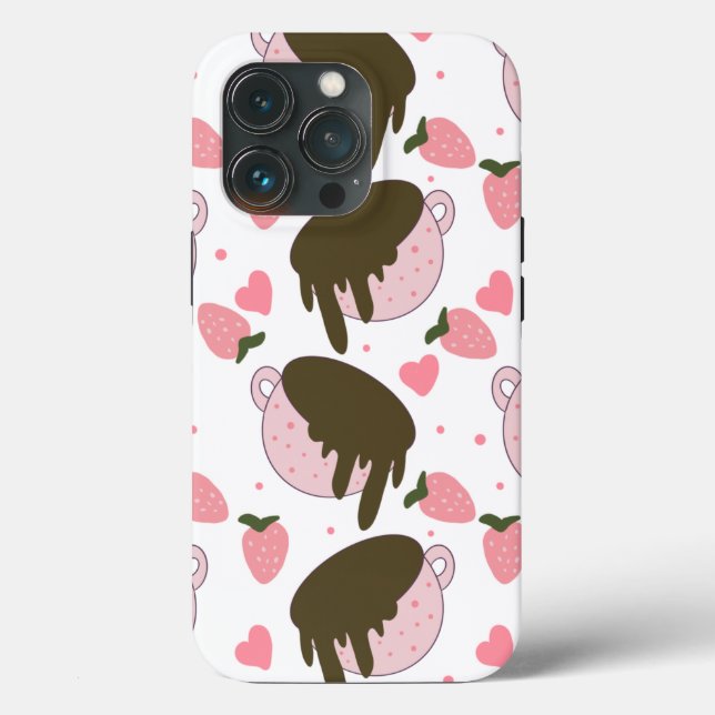Coques Case-Mate iPhone Cœurs mignons Chocolat Fraises Motif Rose  (Verso)