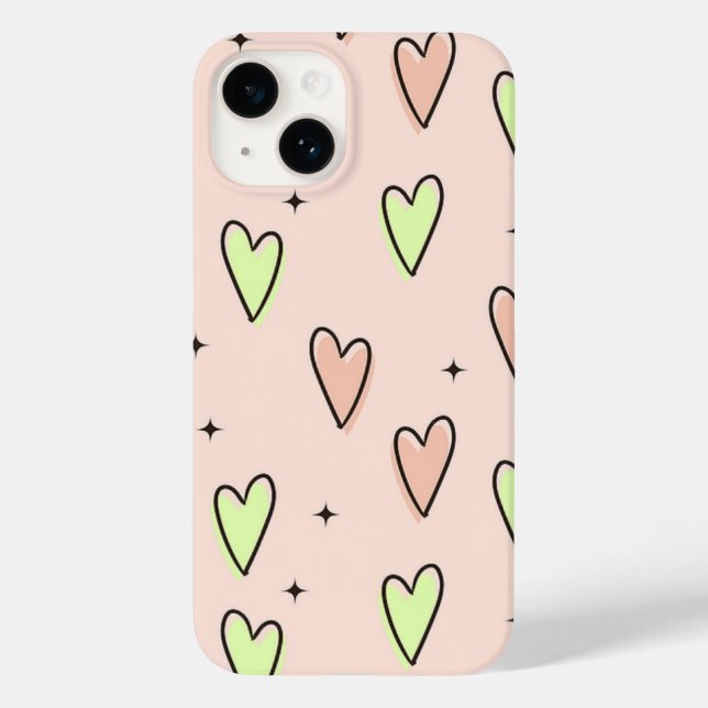 Coques Case-Mate iPhone Coeurs mignons et étoiles motif sur rose (Verso)