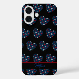 Coque Pour iPhone 16 Coeurs mignons tendance Bleu Rouge