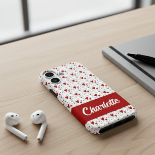 Coque Pour iPhone 16 Cœurs modernes rouges et noirs Rétro Monogramme No