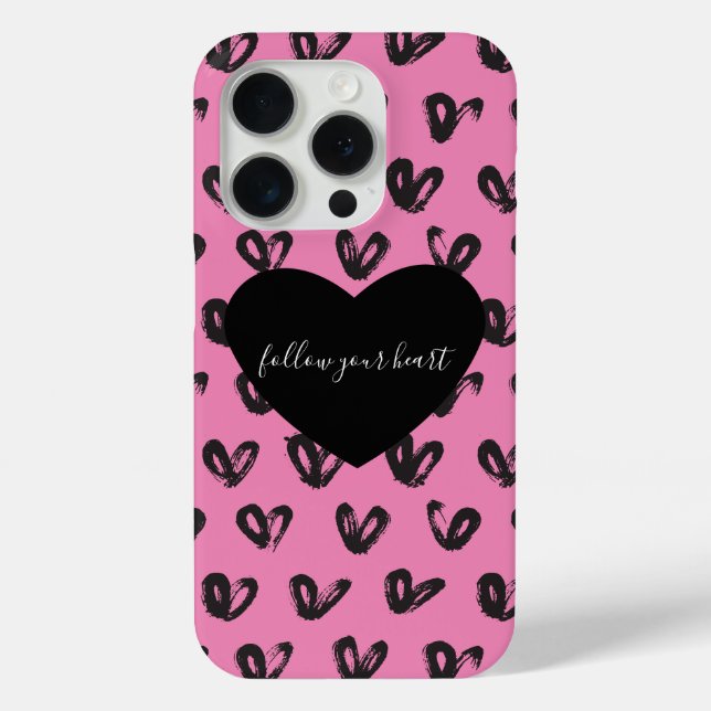 Coques Case-Mate iPhone Coeurs noirs roses (Verso)
