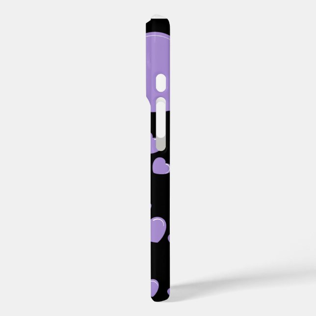 Coques Case-Mate iPhone cœurs orange et violet à pois (Verso / Gauche)
