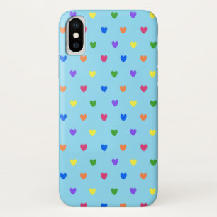 Case-Mate iPhone Case Cœurs pois arc-en-ciel sur bleu bébé