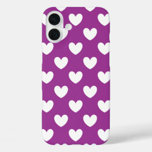 Coques iPhone 16 Plus Coeurs polka blanc sur Cactus violet Fleur violet