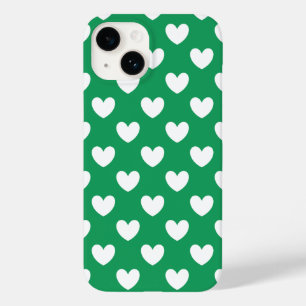 Coque Case-Mate iPhone Coeurs polka blanc sur Kelly green