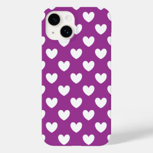 Coque Case-Mate iPhone Coeurs polka blanc sur violet