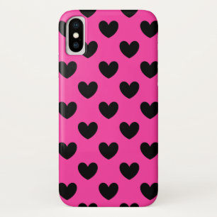 Etui iPhone Case-Mate Coeurs polka noirs sur rose fuchsia