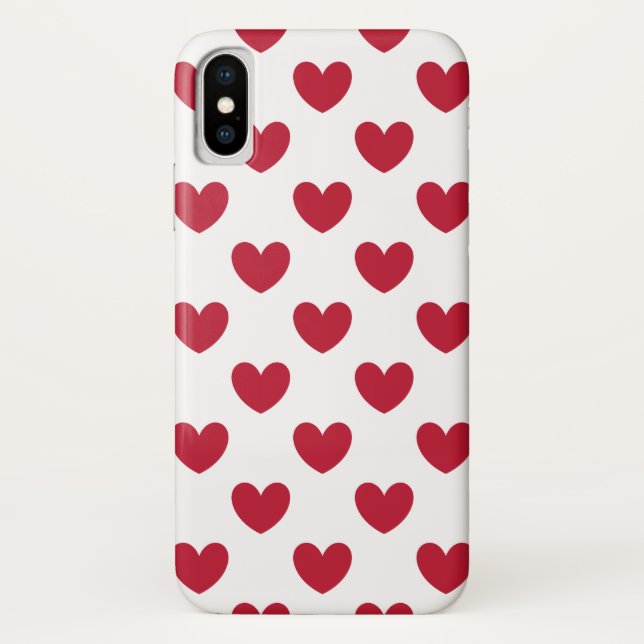 Coques Case-Mate iPhone Coeurs polka rouge sur blanc (Dos)