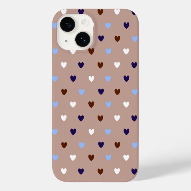 Coques Case-Mate iPhone Coeurs Polka sur brun pâle (Verso)