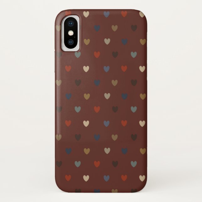 Coques Case-Mate iPhone Cœurs polka sur marron kilim (Dos)