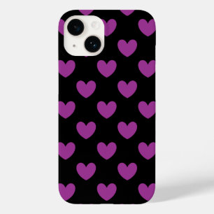 Coque Case-Mate iPhone Coeurs polka violet sur noir