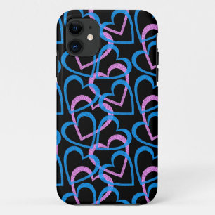 Coque Case-Mate iPhone Coeurs rose et bleu Motif Abstrait