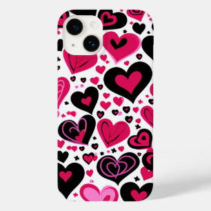 Coque Case-Mate iPhone Coeurs rose et noir mignons