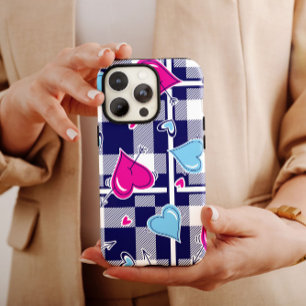Coque Case-Mate iPhone Coeurs rose Valentine Plaid iPhone 14 Coque-Mate
