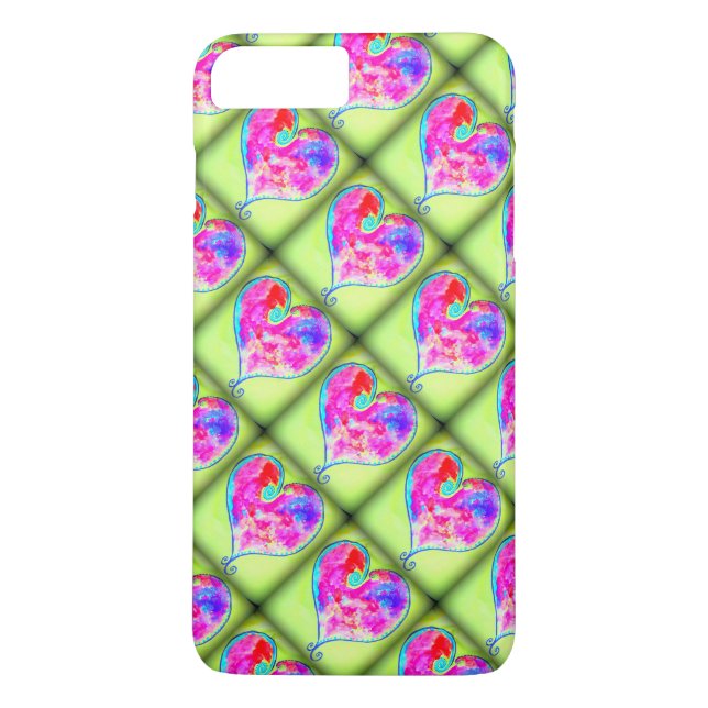 Coques Case-Mate iPhone coeurs roses diamants verts (Dos)