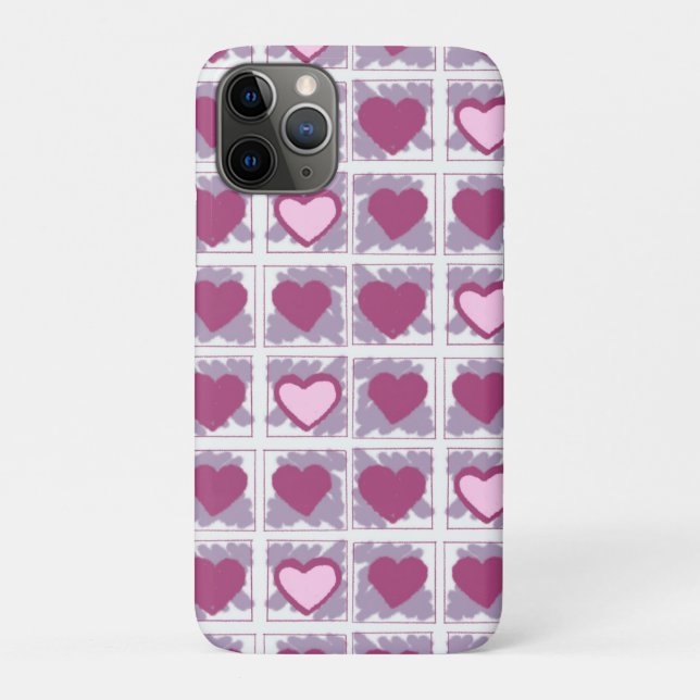 Coques Case-Mate iPhone Cœurs roses et carrés aiment Xoxo (Dos)