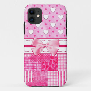 Coque Case-Mate Pour iPhone Coeurs roses et Pois mignons et nom