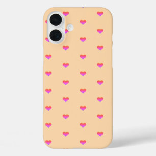 Coque Pour iPhone 16 Plus Coeurs roses Motifs Saint Valentin Pêcher Orange