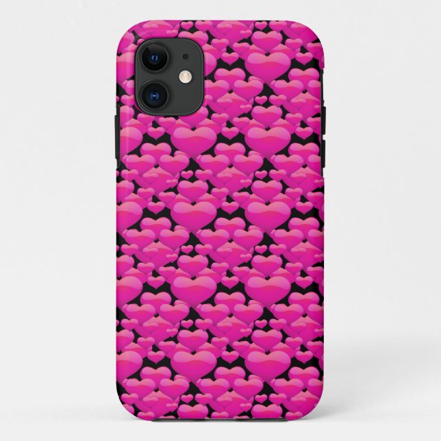 Coques Case-Mate iPhone Coeurs roses sur Noir (Dos)
