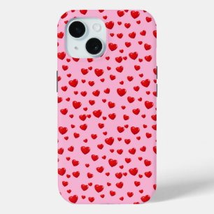 Coque Case-Mate iPhone Coeurs rouges éparpillés sur rose