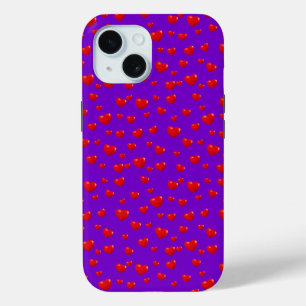 Coque Case-Mate iPhone Coeurs Rouges Éparpillés Sur Violet