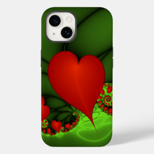 Coque Case-Mate iPhone Coeurs rouges Lime vert Moderne Art Abstrait fract