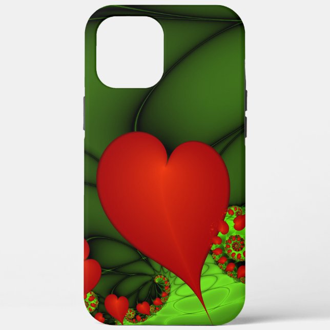 Coques Case-Mate iPhone Coeurs rouges Lime vert Moderne Art Abstrait fract (Verso)