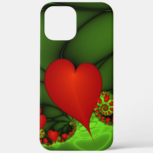 Coques Case-Mate iPhone Coeurs rouges Lime vert Moderne Art Abstrait fract (Verso)