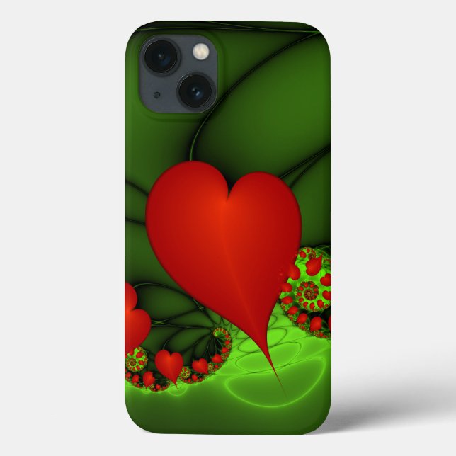Coques Case-Mate iPhone Coeurs rouges Lime vert Moderne Art Abstrait fract (Verso)