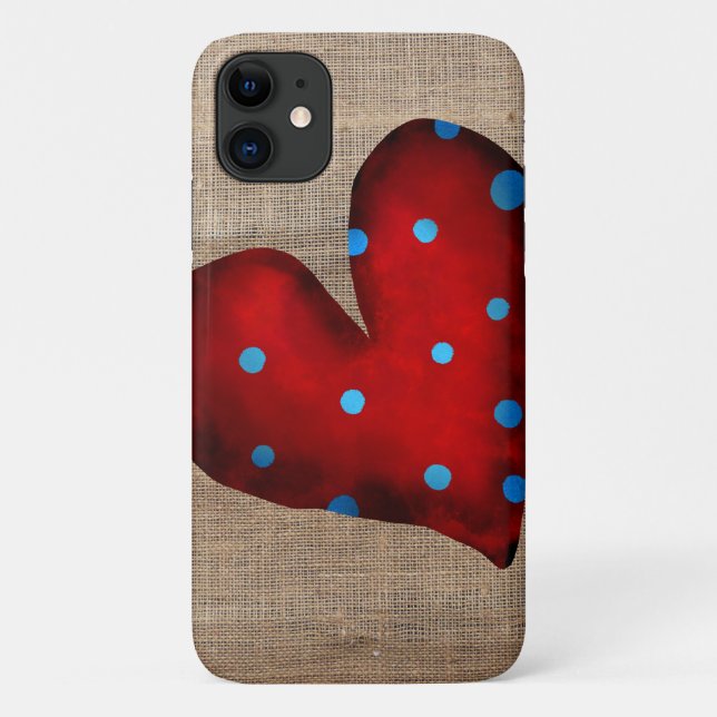 Coques Case-Mate iPhone Cœurs rouges pois bleus (Dos)