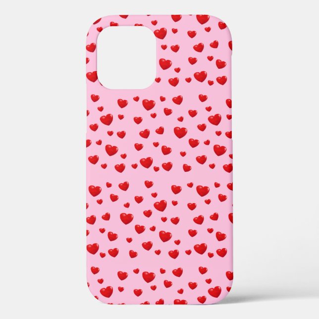 Coques Case-Mate iPhone cœurs rouges sur fond rose (Verso)
