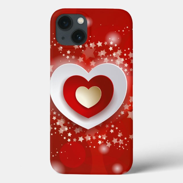 Coques Case-Mate iPhone Coeurs sur arrière - plan rouge (Verso)