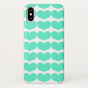 Coque iPhone X Coeurs Turquoises mignons