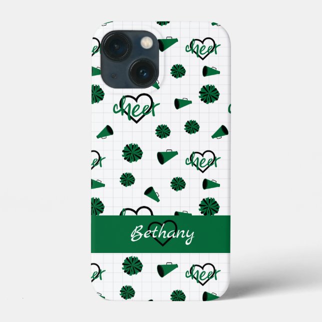Coques Case-Mate iPhone Coeurs verts, Pom Poms, Motif mégaphone (Verso)