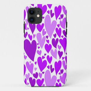 Coque iPhone 11 Coeurs violets super et romantiques Saint-Valentin
