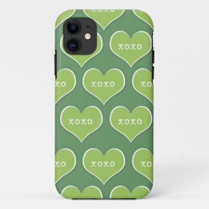 Case-Mate iPhone Case Coeurs XOXO Vert Couleur Arrière - plan personnali